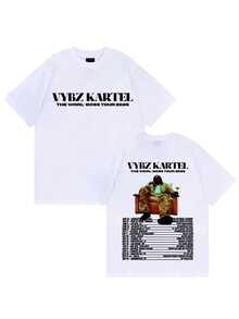Tricou Vybz Kartel 2025 Album Merchandise - Tricou Jamaican Ballroom Rap pentru bărbați și femei, imprimat cu designul copertei albumului, mânecă scurtă, guler rotund, streetwear casual potrivit pentru concerte și purtare zilnică - alb - Vizualizare 1