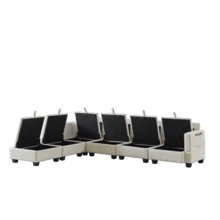 Modular Chenille Sofa, Corner Sofas For The Living Room, U-Shaped Corner Sofa With Storage Ottoman, 6-Seater Corner Sofas With Chaise Longue - 米色 - 查看 5