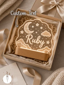Customized Name LED Light, Cloud Moon Star Design, Warm Home Decor Lamp - Multicolor - View 3