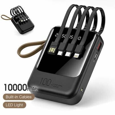hoco. 10000mAh Durable Portable Charger, PD20W Fast Charging Power Bank With Built-In Flashlight, Compact Battery Pack For IPhone Android Mobile Devices, Household & Outdoor Use, Purple, Meaningful Father's Day Gift