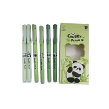 6 peças/Conjunto Novas Canetas de Gel Apagáveis com Design Panda & Bambu, Estilo Minimalista INS, Canetas de Assinatura Duráveis com Elevada Relação Custo-Benefício [Tinta Preta], Volta às Aulas - A - Ver 8