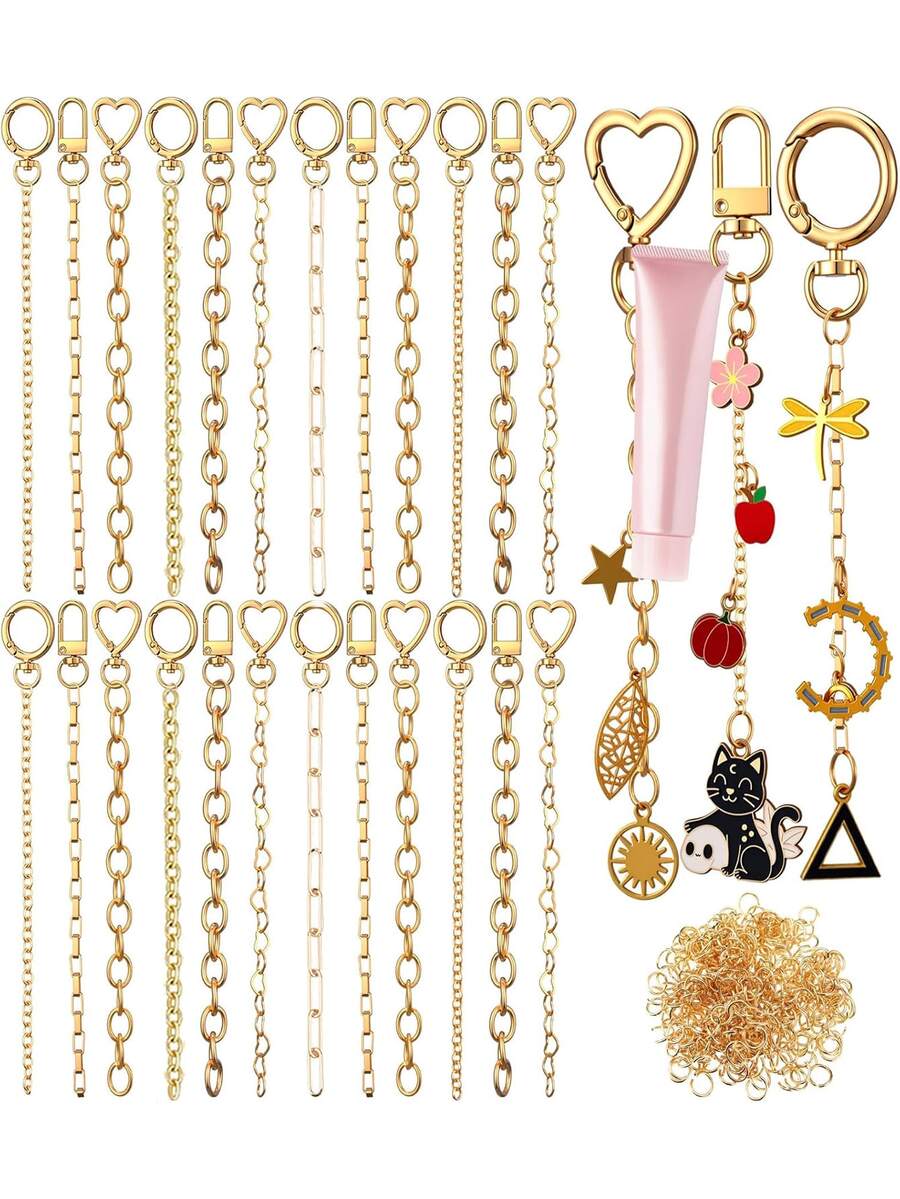 470pcs Keychain Making Kit, Includes Metal Keychain Clips, Key Rings, Swivel Spring Clasps, Lobster Clasps And Extension Chains, Suitable For DIY Handmade Crafts, Lip Gloss Bag Accessories And Gift Sets - DIY - View 1
