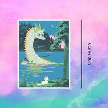 Dragon And Cat In The Lake At Night, Soft And Quiet - Fun Emotional Decorative Stickers, Waterproof Vinyl Stickers - Durable Smooth Surface, Self-Adhesive Bumper Stickers, Suitable For Cars, Windows, Laptops, Trucks, Water Bottles - Multi-Functional Durable Design, Car Stickers - Vinyl - View 2