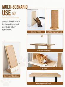 Alas Penggaruk Kucing Sisal, Papan Penggaruk Kucing Perekat Mandiri yang Dapat Dilepas dengan Perekat Kait dan Loop, Alas Pelindung Furnitur untuk Sofa, Dinding, dan Pintu, Papan Penggaruk Kucing Dalam Ruangan yang Tahan Lama - L - View 4