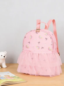 Back To School Season New Lightweight Backpack With All-Over Print Dance Girl Pattern, Cute Rainbow Unicorn Little Girl Pattern Fashion Travel Girls Dance Backpack School Bag, Flap Design Anti-Theft Drawstring Closure Lightweight Large Capacity Backpack - 813 Backpack - View 5
