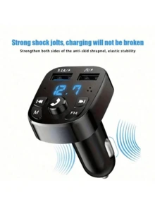 Modulador de audio MP3 para automóvil de 3.1A, receptor de audio con 2 puertos USB de carga rápida, compatible con teléfonos Apple, Android, portátiles, compatible con carga rápida y múltiples dispositivos, diseño compacto para una carga eficiente en el automóvil - Negro - Ver 3