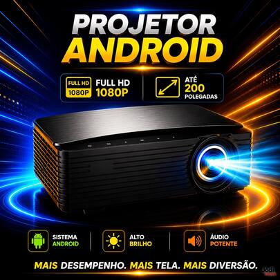 Projetor Full HD 1920x1080 com Foco Elétrico Keystone Manual Zoom Digital e Alto-Falante 5W