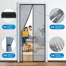 Rèm cửa lưới nam châm - Thiết kế tự đóng kín liền mạch, bảo vệ chống côn trùng bền bỉ, thân thiện với thú cưng, ra vào tiện lợi không cần dùng tay - màu đen - Xem 8