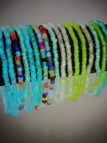 12pcs Bohemian Beach Vacation Colorful Seed Bead Glow-In-The-Dark Elastic Anklet Set For Women - Multicolor - View 4