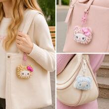 SANRIO 1pc Leopard Print Plush Bag Charm, 3 Styles Bow Pendant, Cute Backpack Accessory, Suitable For Girls And Teens Birthday Valentine's Day Gift - Multicolor - View 9