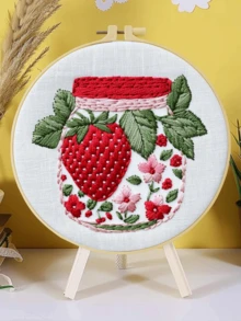 1pc Complete Embroidery Kit 20x20cm/7.9in 8 Patterns: Lilac, Daisy & Cornflower, Pansy, Balcony Succulents & Plant Stand Floral & Green Theme Suitable For Adult Beginners Includes Fabric, Instructions, Embroidery Hoop, Needle & Thread Perfect Gift Home/Office Art - A - View 7