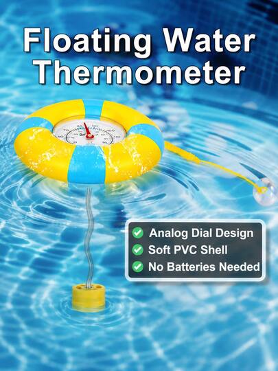 1pc Soft Vinyl (PVC) Shell Floating Pool Thermometer, Analog Water Temperature Gauge, 10°C To 50°C (50°F To 120°F), Colorful And Fun, Suitable For Swimming Pools, Spas, Even Fish Tanks, Easy To Use And Read, No Battery Required