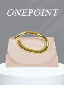 حقيبة يد ONEPOINT قطعة واحدة بلون سادة عتيق، محفظة متعددة الوظائف مدمجة، حقيبة يد نسائية من جلد PU أنيقة، مناسبة للزفاف والحفلات والفعاليات المسائية والعشاء والمناسبات الأخرى - لون مشمشي - مشاهدة 1