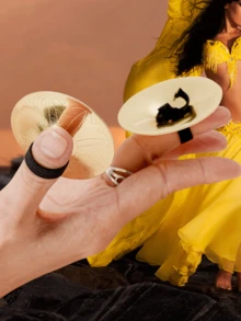 2 Pcs Premium Finger Cymbals Mini Saucers Professional Belly Dance Musical Instrument Dance Accessories - Multicolor - View 6