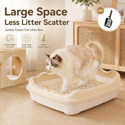 High-Sided, Partially Enclosed, Extra Large Cat Litter Box, Anti-Splash & Odor, Thick Cat Toilet, Pet Supplies