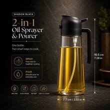 1pc 2-In-1 Glass Oil Sprayer And Dispenser Bottle, Glass Cooking Oil Sprayer, Olive Oil Sprayer, Glass Oil Spray Bottle, Suitable For Air Fryer, Cooking Spray, Salad, BBQ, Baking, Suitable For Kitchen, Oil Mist Spray Bottle - Multicolor - View 7