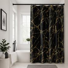 1pc Waterproof Shower Curtain (PEVA Plastic Material), Multiple Colors, Sizes And Patterns Available, Bathroom Accessory, Waterproof And Moisture-Proof, Machine Washable, Suitable For Bathroom/Balcony Partition, Shower Curtain, Solid Color Curtain - Gold - View 5