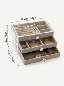 Aesthetic Jewelry Boxes And Storage Boxes With 3-Tier Velvet Drawers For Visible Organization Heavy-Duty Jewelry Box For Minimalist Lovers Space-Savin - Multicolor - View 11