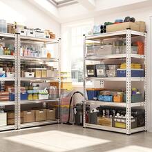 5-Tier Multifunctional Shelving Unit Size:180x90x40cm Convertible Into A Workbench Highly Suitable For Heavy Storage Thickened Detachable Loading Plate, Beam For Kitchen, Garage, Warehouse Or Supermarket Convertible To Workbench MDF Shelves - Silver 1 - View 10
