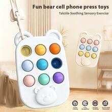 Bear Ear Phone Shaped Fidget Toy, 9-Key Silicone Sensory Bubble Pop Toy, Baby Teething Toy, Toddler Children Stress Relief Finger Game - Multicolor - View 8