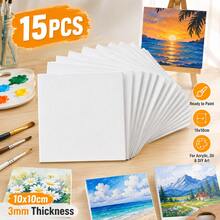 20pcs 4x4 Inch Mini White Canvas Panels, Suitable For Watercolor, Acrylic And Oil Painting Creation, Portable Painting Surface For Artists, Home And Studio Use - Multicolor - View 12