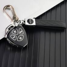Soft TPU Full Coverage Anti-Drop Gold Edge Premium Key Case With Leather Keychain For Camry, Corolla, Highlander, Reiz, RAV4, Vios, Levin Car Key, Car Decoration Accessory - Key Cover + Car Emblem Cord - View 1