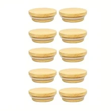 1/10pcs Bamboo Cup Lids, Vintage Bamboo Lids Suitable For Glass Bottles, Mugs, Fragrance Bottles And Candle Jars, Reusable And Durable, Suitable For Home Decor, Kitchen Storage, Aromatherapy And Dust Protection - Multicolor - View 14