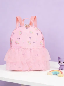 Back To School Season New Lightweight Backpack With All-Over Print Dance Girl Pattern, Cute Rainbow Unicorn Little Girl Pattern Fashion Travel Girls Dance Backpack School Bag, Flap Design Anti-Theft Drawstring Closure Lightweight Large Capacity Backpack - 813 Backpack - View 4