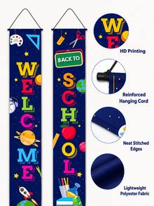 Back To School Door Hanging Decoration, Welcome Back To School Hanging Sign, Space Theme Back To School Porch Sign, 70.8x11.8 Inch Welcome To School Banner, For Classroom Door Decoration First Day Of School Decoration, Classroom Door Decoration And Campus Background Decoration - Back-to-school Season Star-studded Couplets - View 5