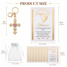 60pcs/20sets Cross Keychains (With Organza Gift Bags And Tags), Suitable For Baptism, Baby Shower, Birthday Party Favors, Religious Memorials And First Communion Gifts. Religious Theme Baby Shower And First Communion Guest Favors. - Multicolor - View 5
