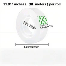 1 Set 7pcs Pink Tape Dispenser (1 Cutter + 6 Rolls Transparent Tape), For Office, Home, School Transparent Gift Wrapping Tape - A - View 9