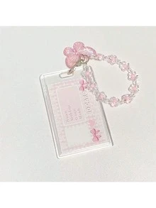 Llavero de soporte para fotocarta de acrílico transparente con colgantes de cuerda de cristal lindos, coleccionables de ídolos - Tarjetero + colgante - Ver 11