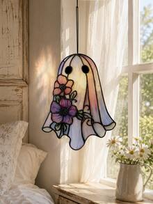 1pc Acrylic Ghost Flower Hanging Ornament, Floral Acrylic Pendant Decor, Cute Macaron Color Window Hanging, Bohemian Gothic Style Wall Hanging, Personalized Decorative Accessory, Witchy Room Decor, Pastoral Home Decor, Suitable For Plants, Windows, Kitchen, Bedroom Gift, Desktop And Wall Art - Style 2 - View 7