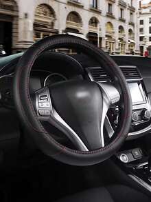 Leather Steering Wheel Cover - Anti-Slip PU Leather With Breathable Microfiber, Universal Fit For 37-38cm Wheels, Premium Stitching, Durable & Comfortable, Multi-Color Options For All Cars, Car Accessories - Leather Patchwork - View 17