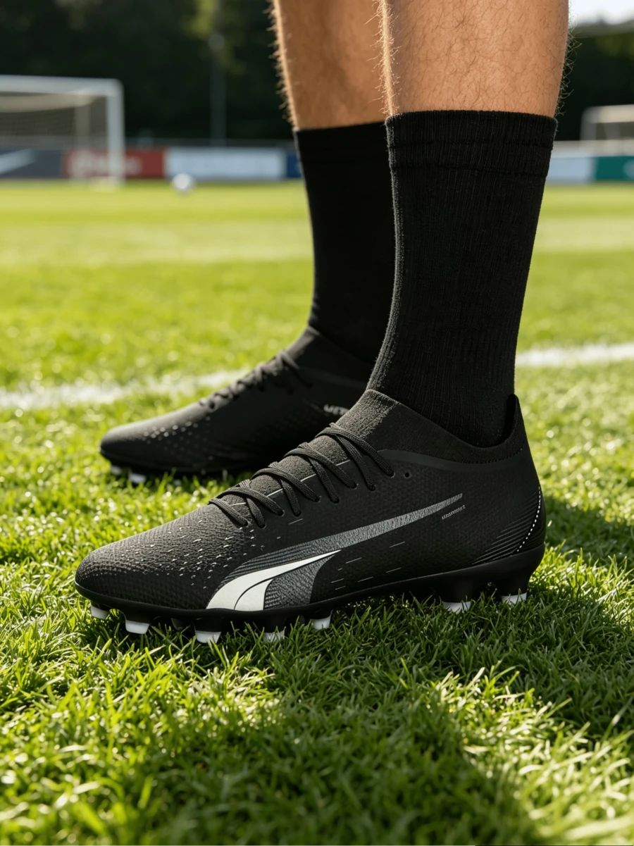 Puma Ultra Match FG/AG Football Boots - Shock-Absorbing, Lightweight, Comfortable, Breathable, Slip-Resistant, Wear-Resistant, Short-Stud, Long-Stud Rubber Soleplate - Black - View 1