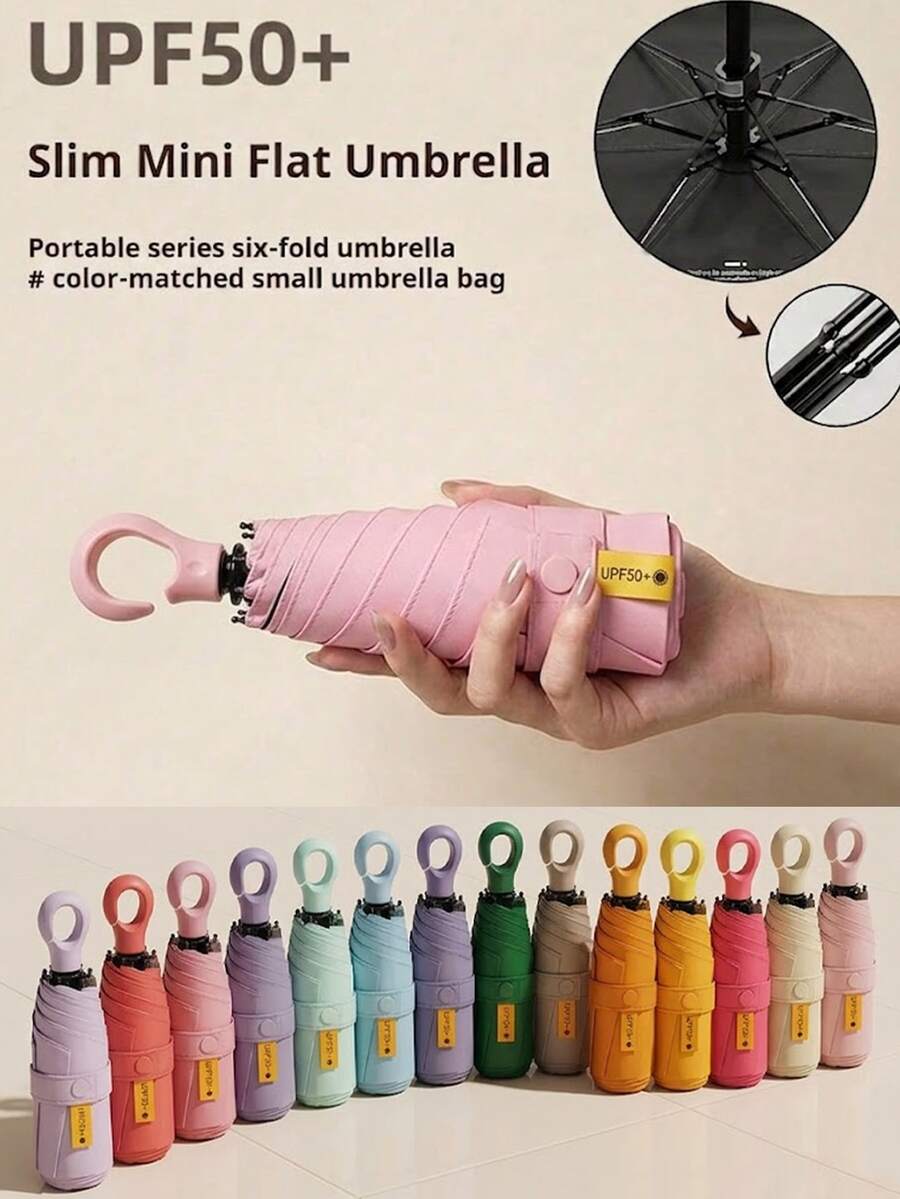 1 pièce Mini parapluie pliable, parapluie de voyage portable imperméable de poche, mini parapluie de voyage, accessoire de voyage essentiel pour femmes, mini ensemble d'accessoires de voyage - Multicolore - Voir 1