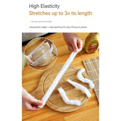 Transparent Disposable Bowl Covers, 50pcs Elastic Food Wrap Lids For Kitchen Use