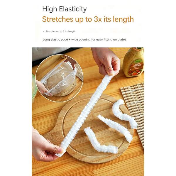Transparent Disposable Bowl Covers, 50pcs Elastic Food Wrap Lids For Kitchen Use