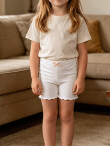 1/4 Pack Shorts de blanc pur pour tout-petits et filles, shorts de cyclisme légers avec décoration papillon, convient pour la danse, les sous-vêtements de robe et le port quotidien, toutes saisons - Multicolore - Voir 7