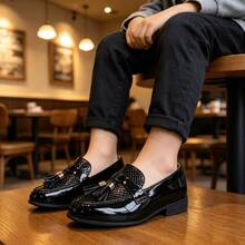1 Pair Boys' Vintage Crocodile Embossed Pointed Toe Flat Shoes ...