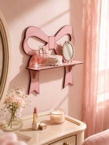 1pc Pink Bow Floating Wall-Mounted Display Shelf, Sweet Girl Style Wall Storage Rack, Girly Bow Outline Hanging Decorative Shelf, Soft Cute Bedroom Vanity Accessory Storage Rack, Adorable Bow Shaped Floating Wall Shelf, Vanity Fragrance Jewelry Display Rack, Macaron Sweet Style Wall Decor Shelf, Bathroom Cosmetic Small Wall Storage Rack, Bow Hanging Display Shelf, Atmospheric Home Decor Floating Wall Shelf, Girls Bedroom Decorative Bow Shaped Hanging Rack, Entryway Mini Decorative Wall Display Storage Rack - Multicolor - View 7