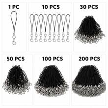 10/50/100/200/300/500 cái dây đeo nhiều màu đen, móc khóa tôm hùm, móc treo điện thoại, phụ kiện trang trí - màu đen - Xem 3