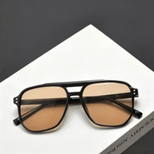 1 pieza Gafas de moda con marco geométrico de plástico marrón Here-System para mujer, ideales para uso diario, vacaciones y regalos de fiestas - Marrón - Ver 3