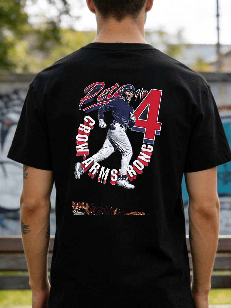 Christmas-Themed Design,Depicts Baseball Player Pete Number Four.Crowe.Armstrong,Presented Through Movement And Posture,The Text Is In Red And White. - 黑色 - 查看 1