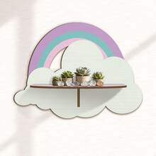 2 Buah Rak Gantung Dinding Awan Pelangi - Kayu Buatan - Cocok untuk Memajang Kristal, Buku Air, Tanaman, Dekorasi - Rak Pajangan & Penyimpanan Hemat Ruang, Ideal untuk Kafe, Pemberian Hadiah, Termasuk Desain Awan dan Perlengkapan Pemasangan - MultiWarna - View 5