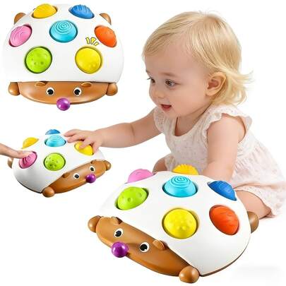 Juguete sensorial de apretón de erizo, apto para bebés mayores de 18 meses, regalo para calcetín, tablero ocupado de empujar y tirar, juguete educativo Montessori, apto para niños mayores de 1 año