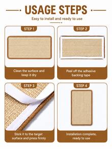 Alas Penggaruk Kucing Sisal, Papan Penggaruk Kucing Perekat Mandiri yang Dapat Dilepas dengan Perekat Kait dan Loop, Alas Pelindung Furnitur untuk Sofa, Dinding, dan Pintu, Papan Penggaruk Kucing Dalam Ruangan yang Tahan Lama - L - View 5