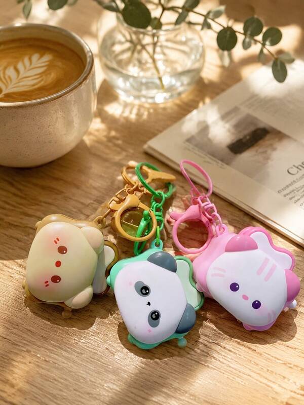 1pc 3D Kawaii Animal Keychain, Cute Bear/Panda/Cat Pendant For Backpack & School Bag, Y2K Aesthetic Sweet BFF Gift