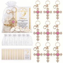 60pcs/20sets Cross Keychains (With Organza Gift Bags And Tags), Suitable For Baptism, Baby Shower, Birthday Party Favors, Religious Memorials And First Communion Gifts. Religious Theme Baby Shower And First Communion Guest Favors. - Multicolor - View 1