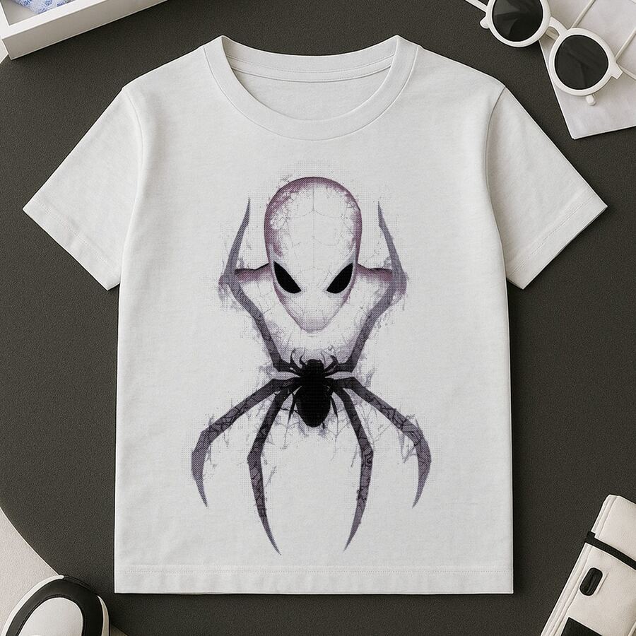 Dark Spider Print T-Shirt, 100% Premium Cotton, Men's Sizes 2 To XL - 白色 - 查看 1